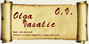 Olga Vašalić vizit kartica